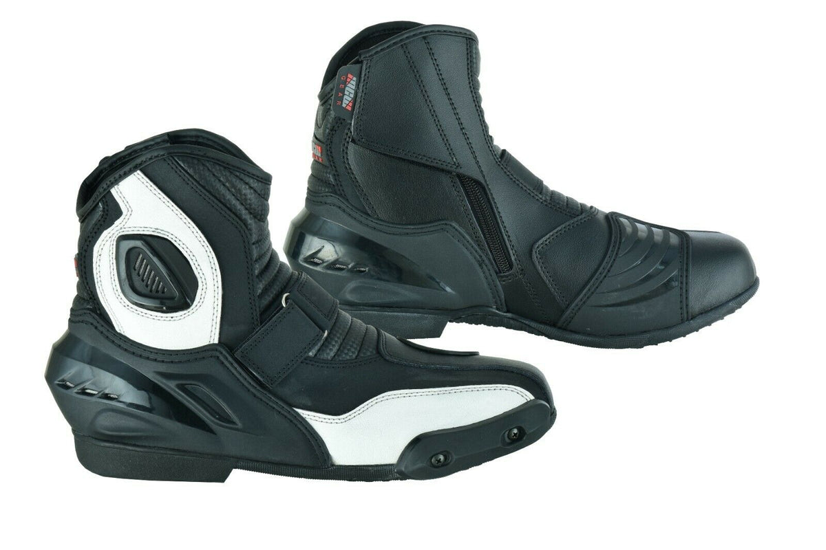 REAL LEATHER HIGH TECH MENS SHORT MOTORBIKE MOTORCYCLE RACING SPORTS SHOES BOOTS - Hamtons Direct