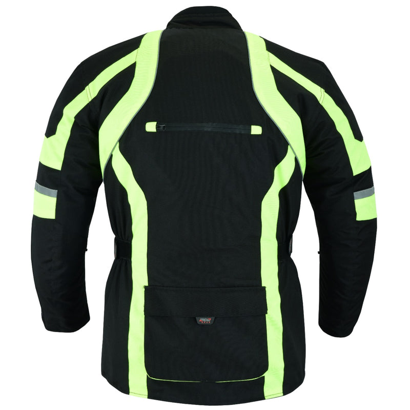 Mens Black Textile Cordura Waterproof Motorcycle Motorbike CE Armour Coat Jacket - Hamtons Direct