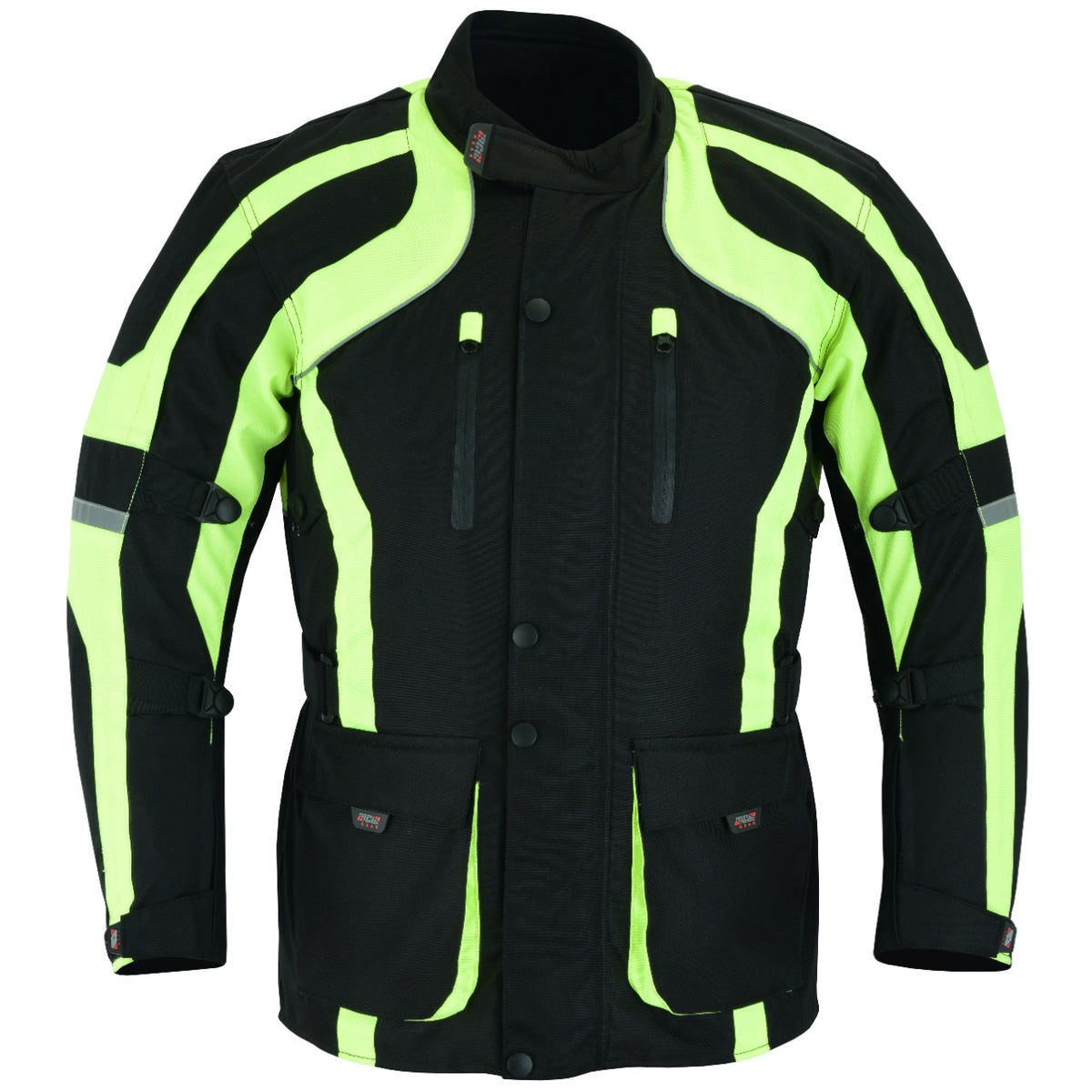 Mens Black Textile Cordura Waterproof Motorcycle Motorbike CE Armour Coat Jacket - Hamtons Direct