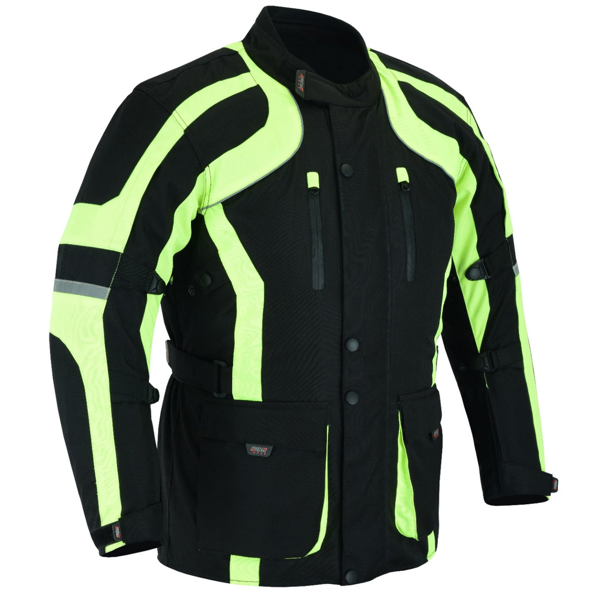 Mens Black Textile Cordura Waterproof Motorcycle Motorbike CE Armour Coat Jacket - Hamtons Direct