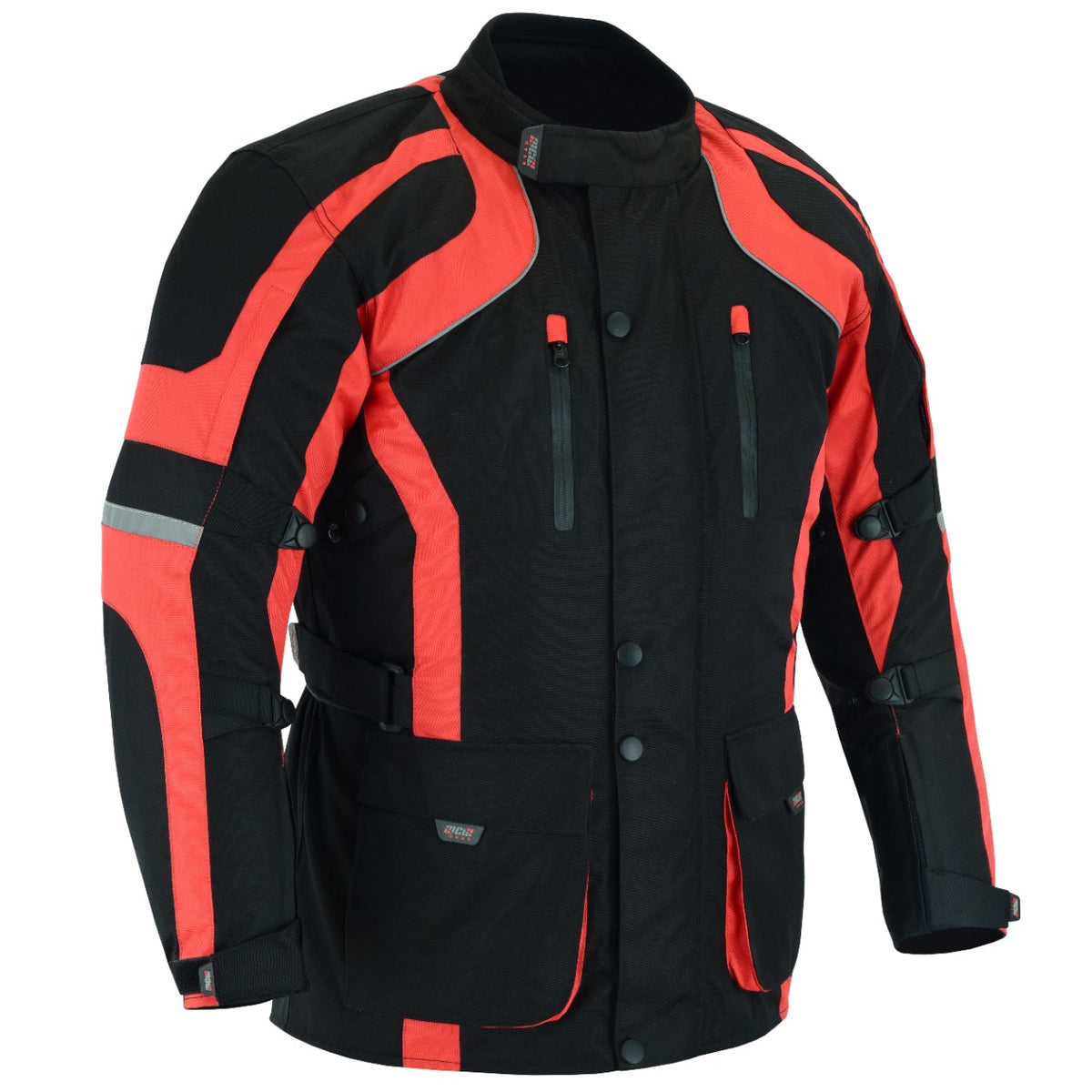 Mens Black Textile Cordura Waterproof Motorcycle Motorbike CE Armour Coat Jacket - Hamtons Direct