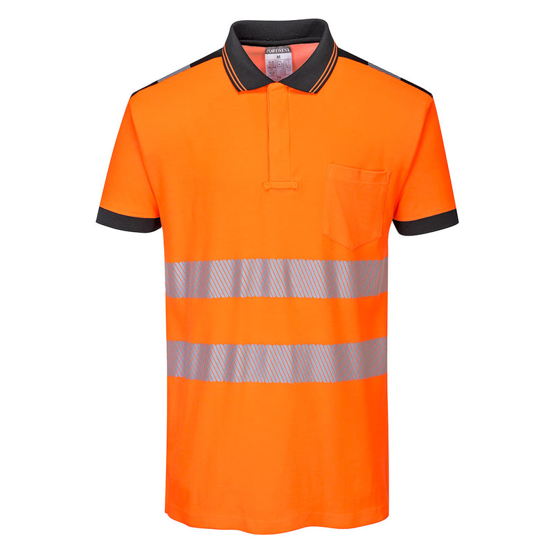 PORTWEST T180 PW3 HiVis Polo Shirt Short Sleeve Work CE Safety Top Comfort - Hamtons Direct