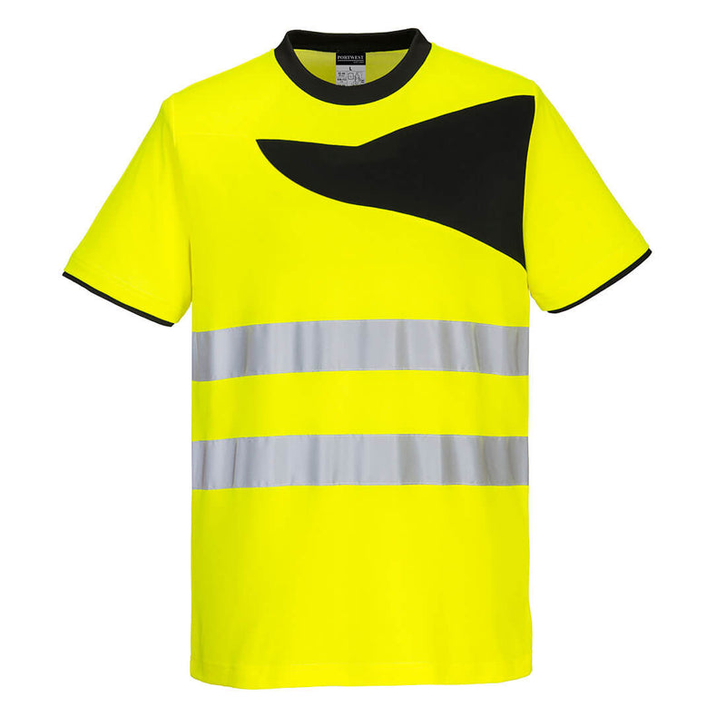 Men's Workwear Hi Vis T-Shirt Reflective High Viz Tee Fluorescent Breathable - Hamtons Direct