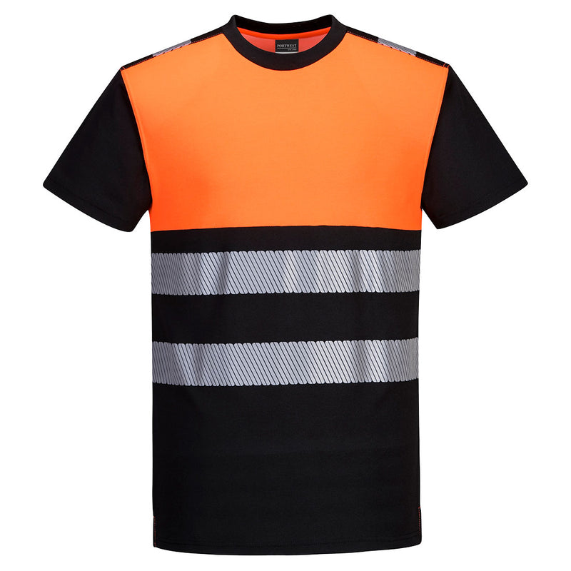 Men's Hi Vis T-Shirt Reflective High Viz Work Tee Fluorescent Moisture Wicking - Hamtons Direct