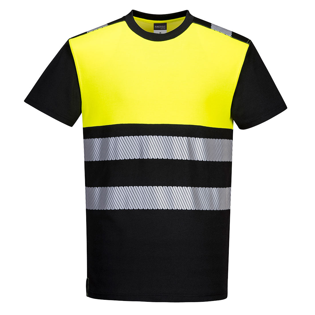 Men's Hi Vis T-Shirt Reflective High Viz Work Tee Fluorescent Moisture Wicking - Hamtons Direct