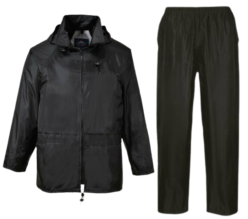 MEN BLACK WATERPROOF MOTORCYCLE MOTORBIKE CLASSIC RAIN OVER RAINSUIT + BAG - Hamtons Direct