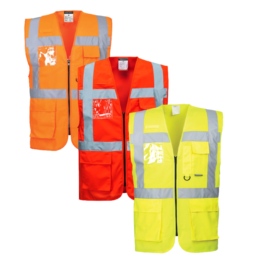 PORTWEST Berlin Executive Vest Hi Vis Safety Waistcoat Zip ID Holder S476 - Hamtons Direct