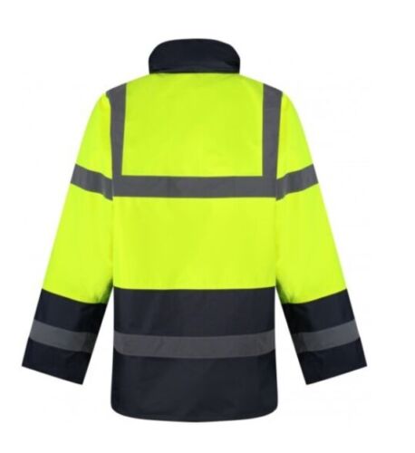 Hi-viz Contrast Traffic Jacket Waterproof Thermal Insulation CE Certified Yellow/Navy - Hamtons Direct