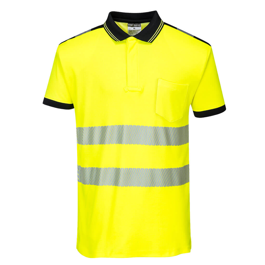 PORTWEST T180 PW3 HiVis Polo Shirt Short Sleeve Work CE Safety Top Comfort - Hamtons Direct