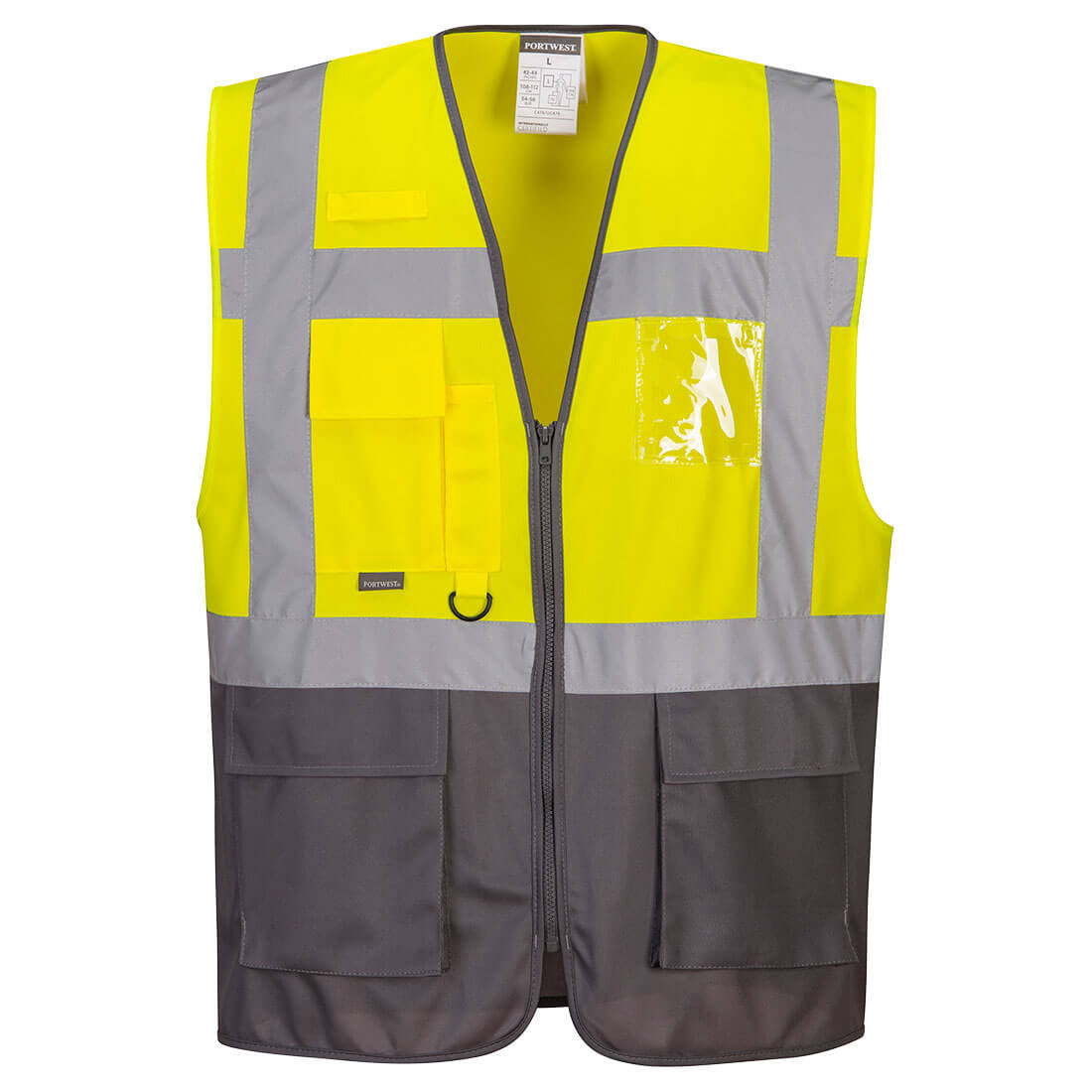 PORTWEST Warsaw Executive Vest Hi Vis Safety Waistcoat Zip ID Holder C476 - Hamtons Direct