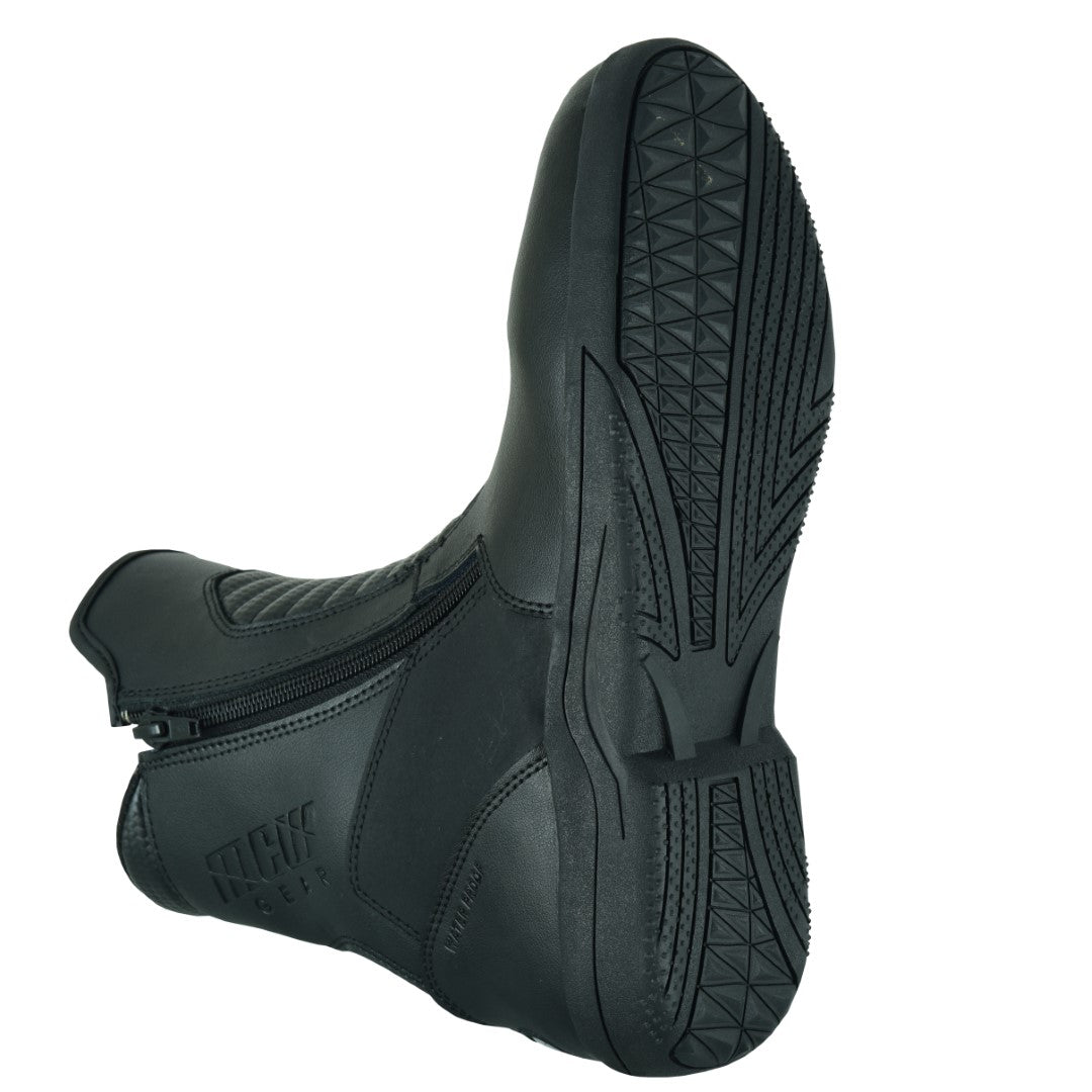 NEW REAL LEATHER MCW MEN MOTORBIKE MOTORCYCLE TOURING DUAL ZIP BOOTS - Hamtons Direct