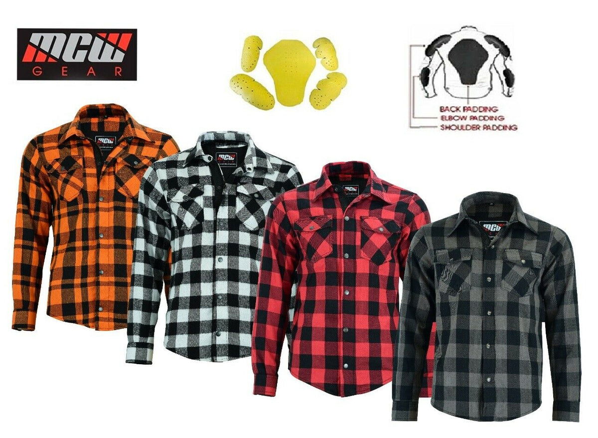 Men Motorcycle Motorbike Lumberjack Mesh Lined Boys Shirt Protective CE Armoured - Hamtons Direct