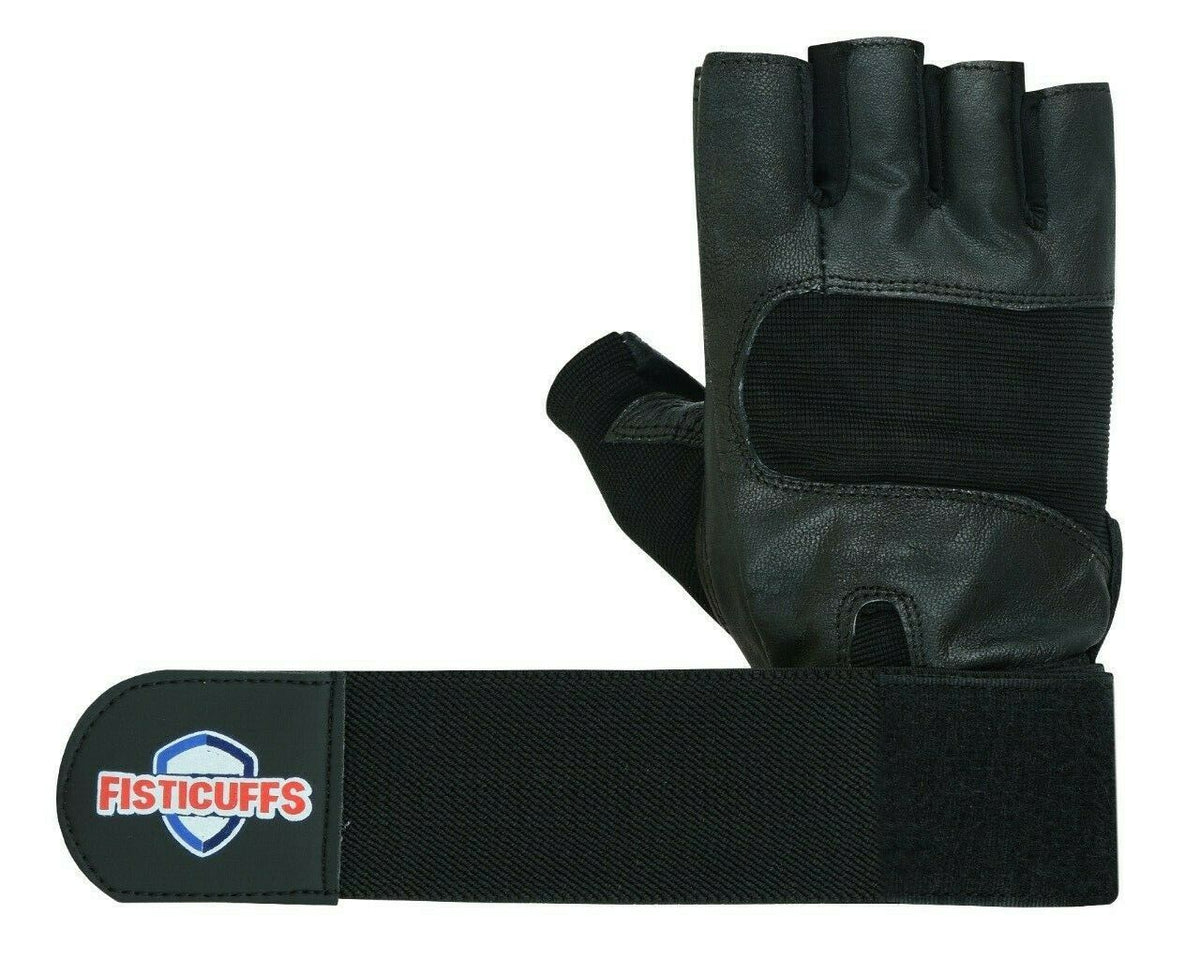 Fingerless Fitness Workout Gym Weightlifting Leather Gloves - Hamtons Direct