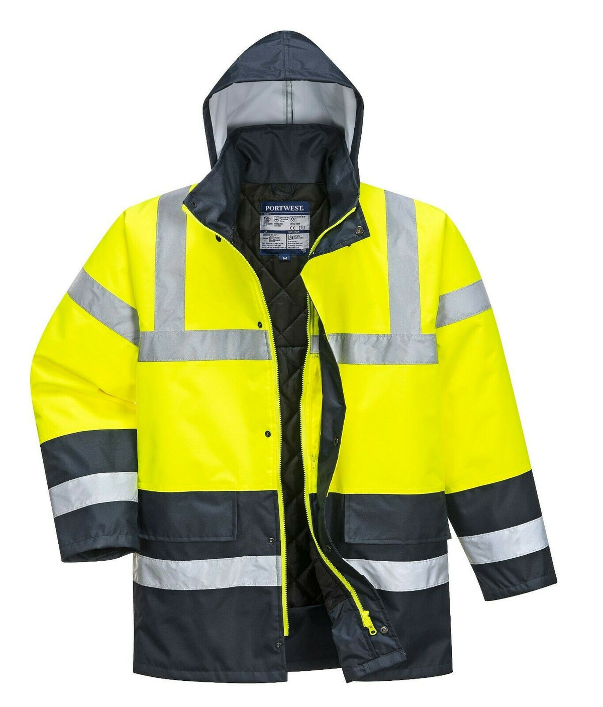 Portwest S466 Hi-viz Contrast Traffic Jacket Waterproof Thermal Insulation CE Certified - Hamtons Direct