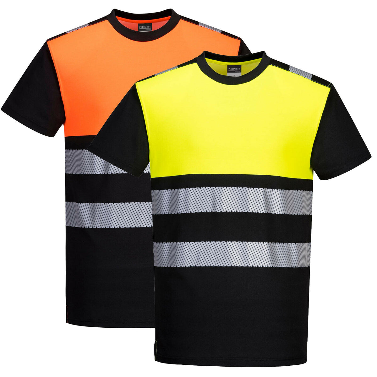 Men's Hi Vis T-Shirt Reflective High Viz Work Tee Fluorescent Moisture Wicking - Hamtons Direct