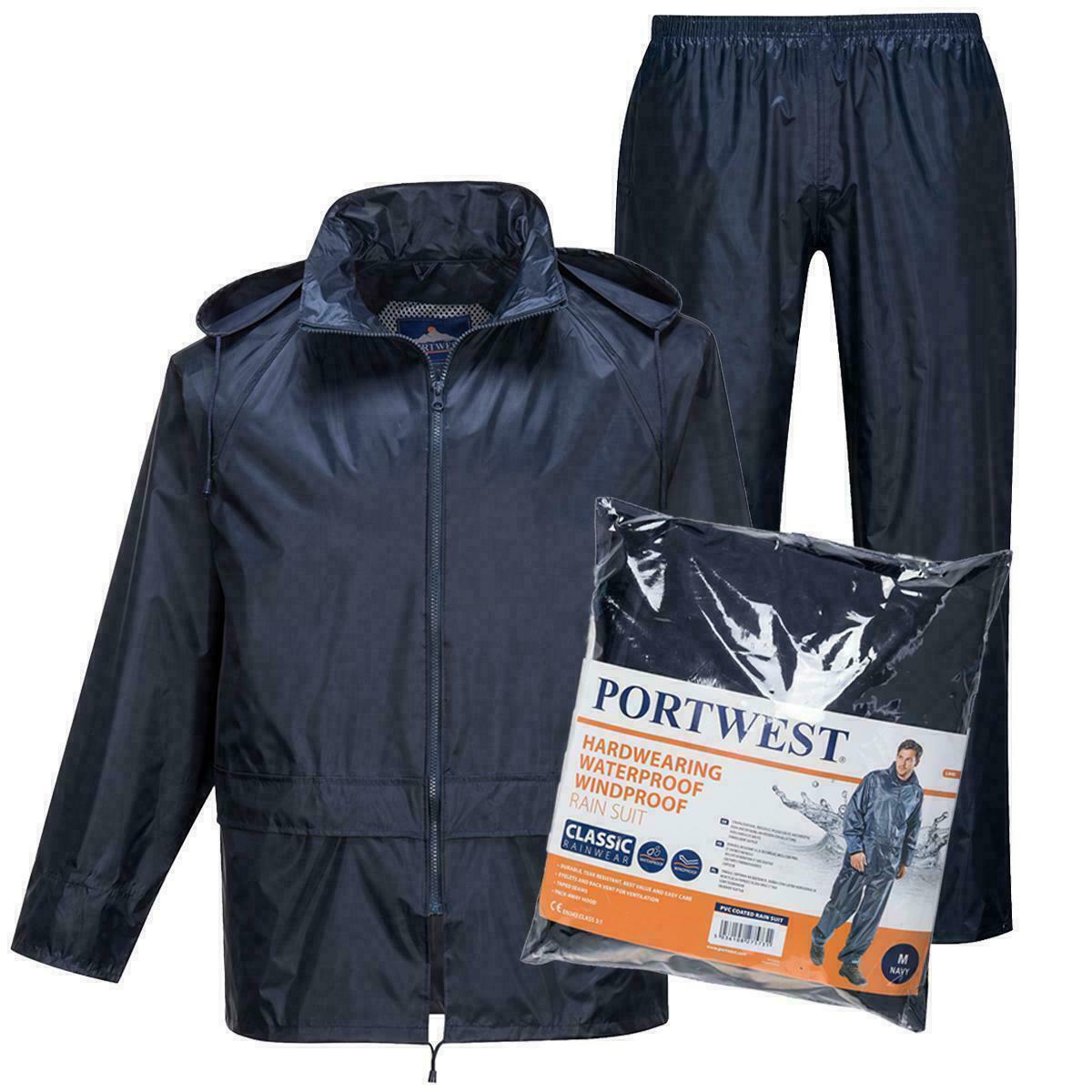 MEN WATERPROOF MOTORCYCLE MOTORBIKE 2 PIECE RAIN OVER JACKET TROUSER SUIT - Hamtons Direct