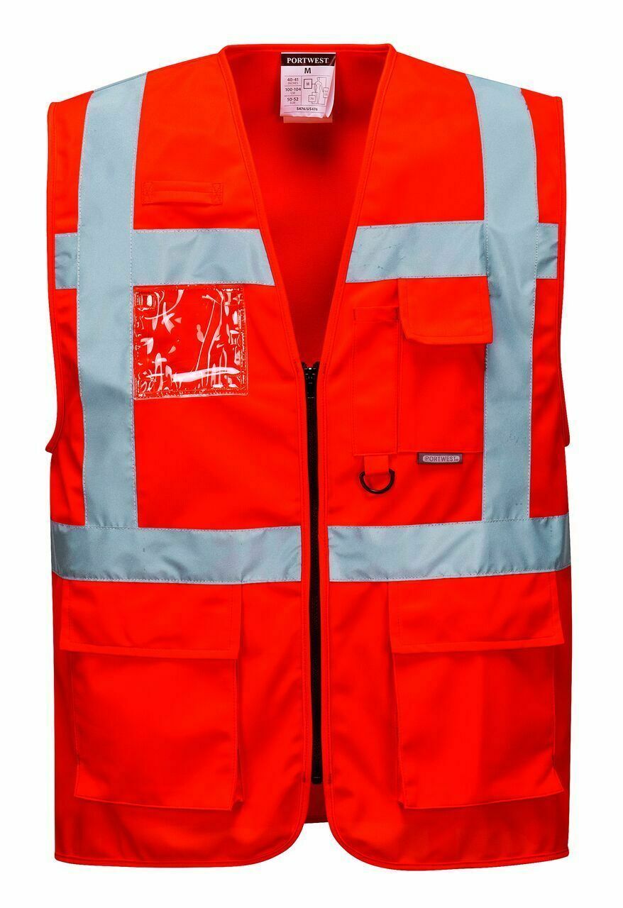 EXECUTIVE HI VIS VIZ VISIBILITY SAFETY MOTORCYCLE INDUSTRIAL TEXTILE VEST JACKET - Hamtons Direct