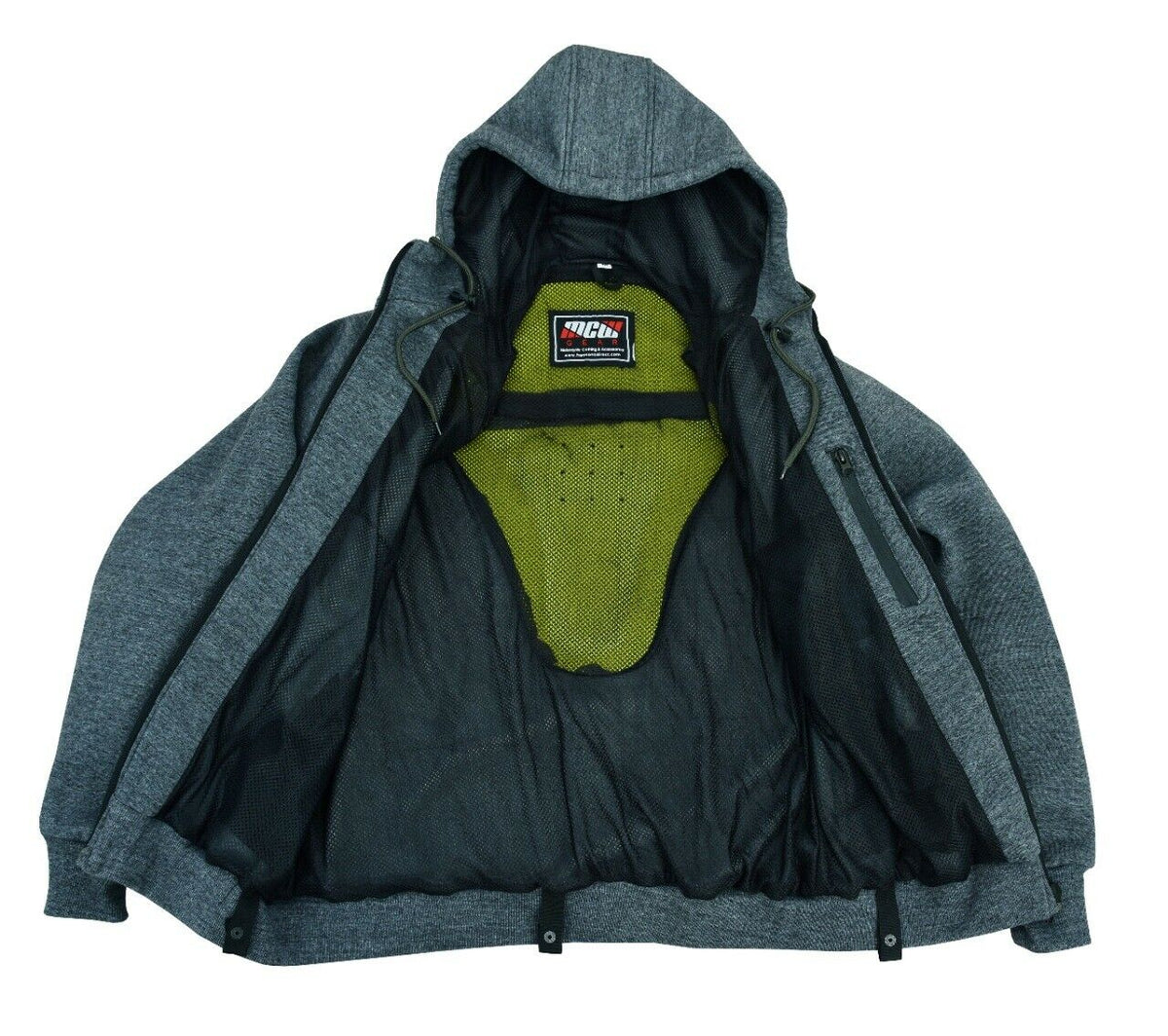 Motorcycle Motorbike Armoured Hoodie Hoody Fleece Jacket Zip Up Removable Armour - Hamtons Direct