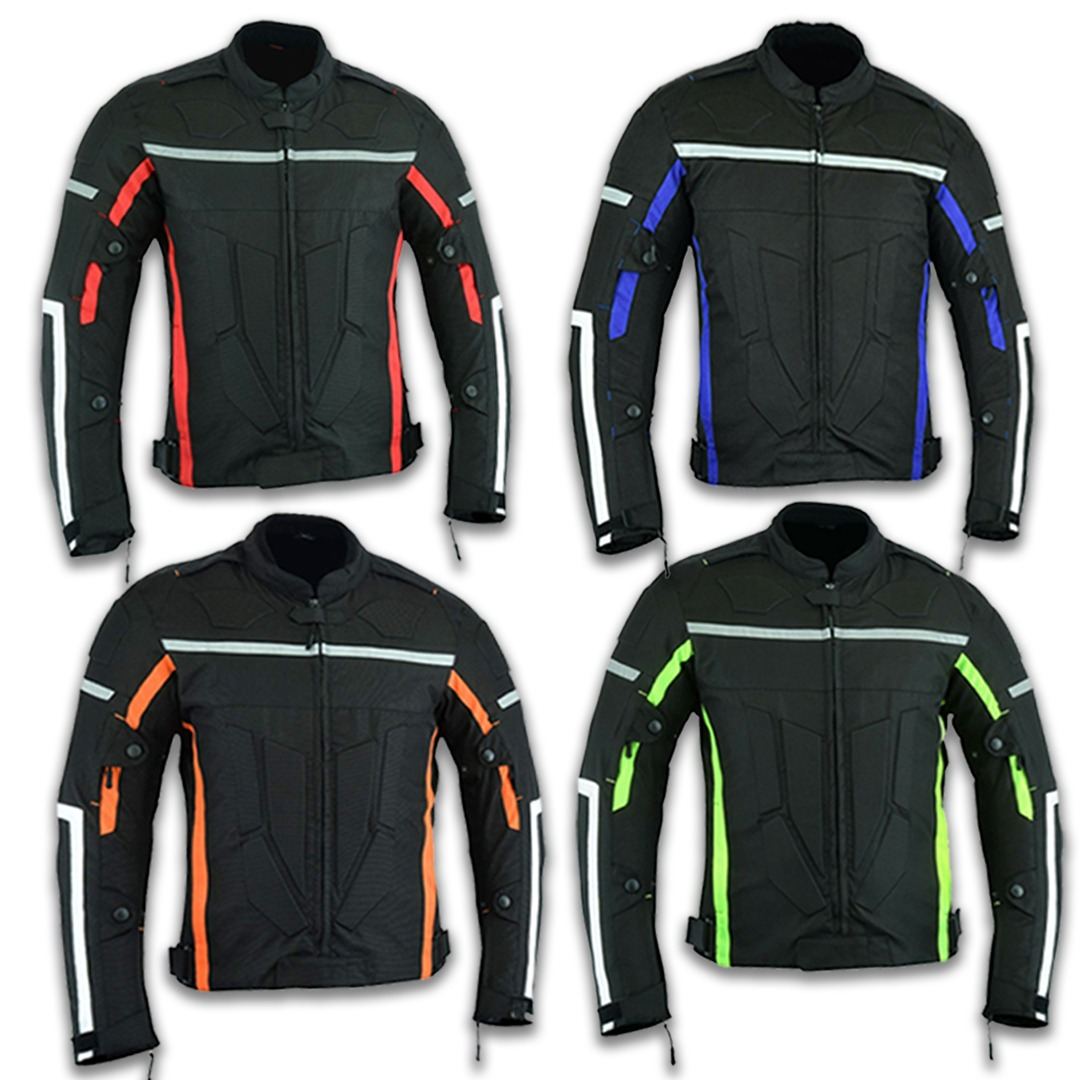 3 Layer Mens Motorcycle Waterproof Cordura Textile Jacket Motorbike CE Armours - Hamtons Direct