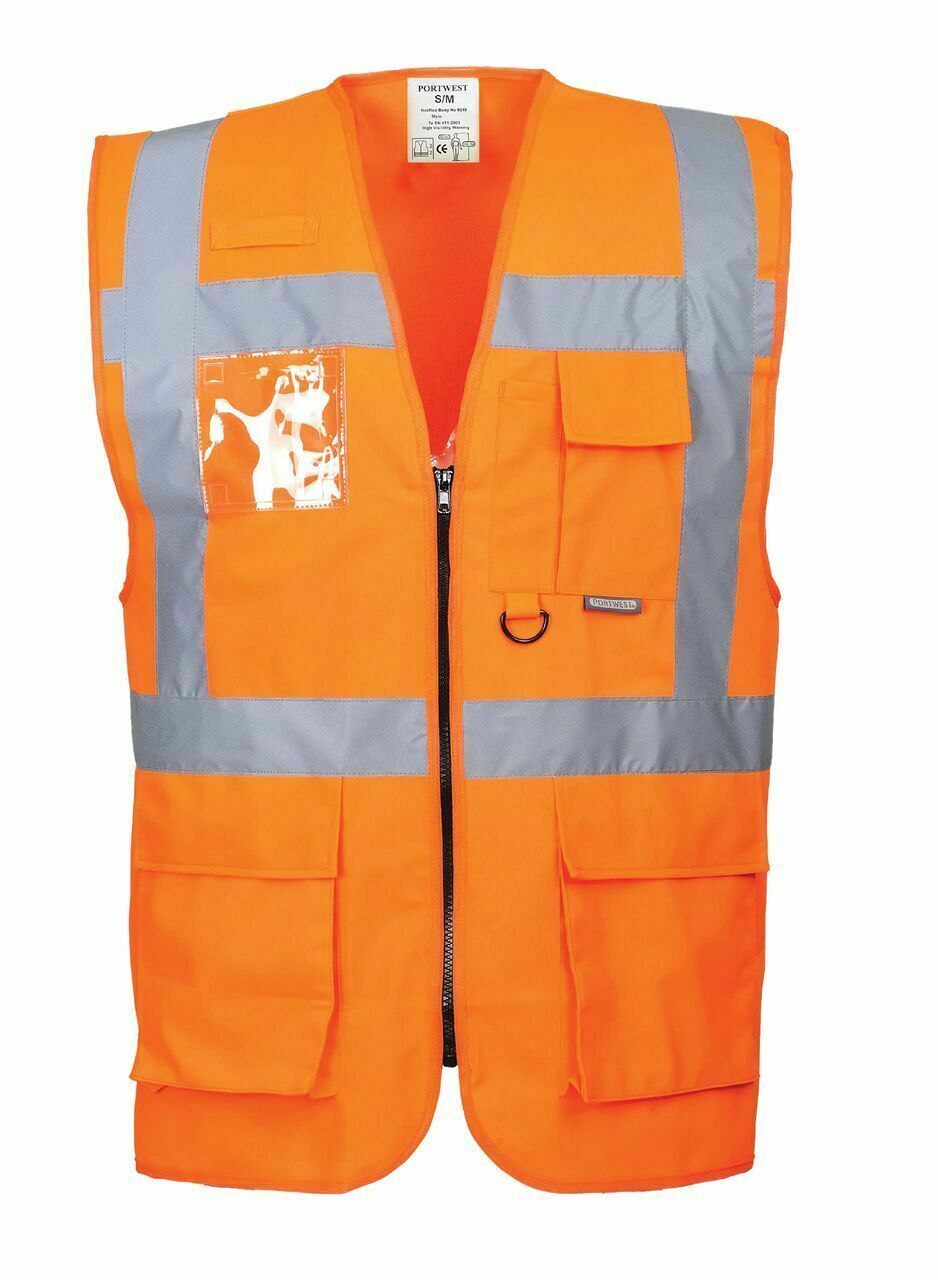 EXECUTIVE HI VIS VIZ VISIBILITY SAFETY MOTORCYCLE INDUSTRIAL TEXTILE VEST JACKET - Hamtons Direct