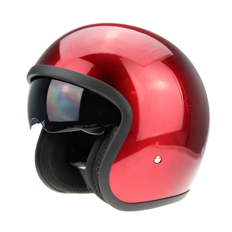 Viper RS-V06 Open Face Jet Tourer Retro Scooter Motorcycle Motorbike Burgundy Helmet - Hamtons Direct