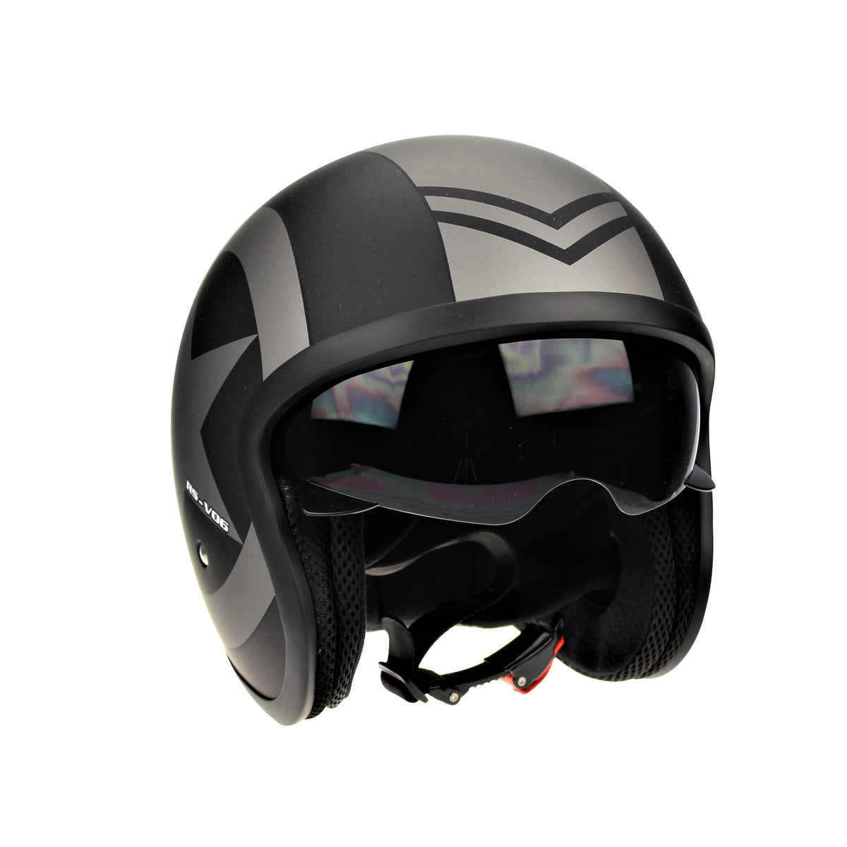 Viper RS-V06 Open Face Jet Tourer Retro Scooter Motorcycle Motorbike Matt Black Star Helmet - Hamtons Direct