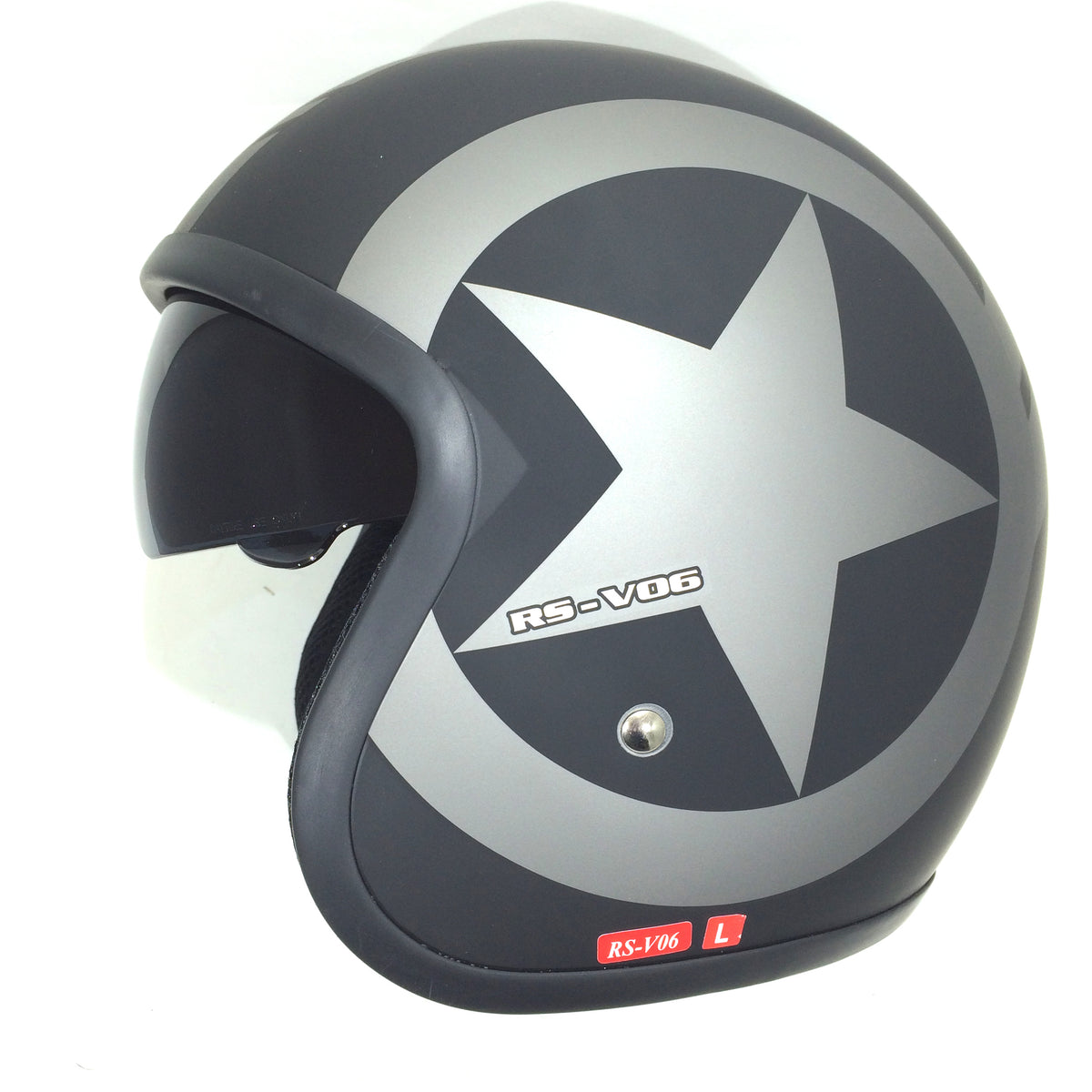 Viper RS-V06 Open Face Jet Tourer Retro Scooter Motorcycle Motorbike Matt Black Star Helmet - Hamtons Direct